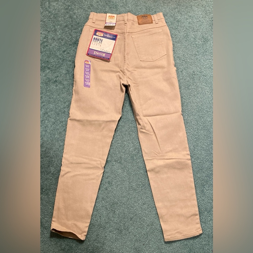 NWT Route 66 Vintage 90s Jeans Stretch Fit High Rise Denim Tan Size 15/16 - Picture 1 of 12